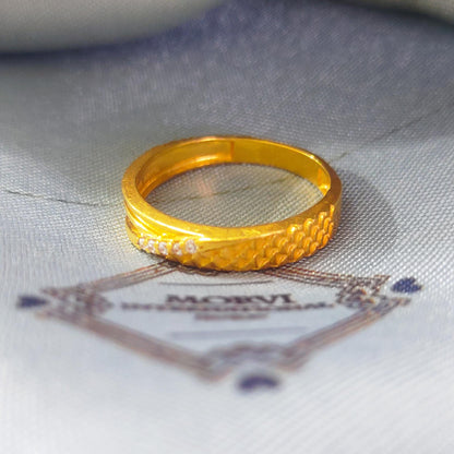 minimalist 22k 22karat gold CZ diamond ring band Indian jewelry for gift,wedding elegant look ring, crafting exquisite gold handmade jewelry