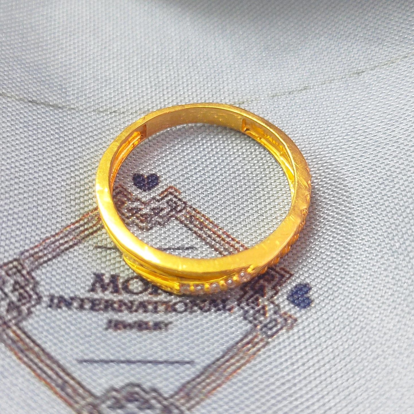 minimalist 22k 22karat gold CZ diamond ring band Indian jewelry for gift,wedding elegant look ring, crafting exquisite gold handmade jewelry