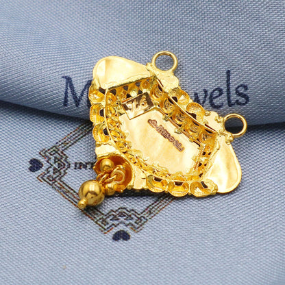 solid 22k yellow gold pendant beads necklace Indian jewelry, K5692