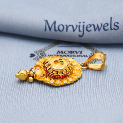 solid 22k gold pendant amulet Indian jewelry, Handcrafted Necklace, K5694