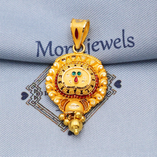 solid 22k gold pendant amulet Indian jewelry, Handcrafted Necklace, K5694