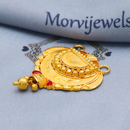 Solid 22k gold pendant necklace mangalsutra Indian jewelry, Handcrafted Necklace, K5700