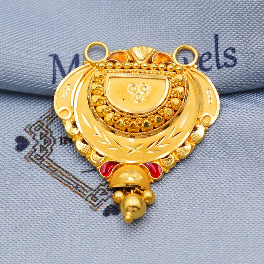 Solid 22k gold pendant necklace mangalsutra Indian jewelry, Handcrafted Necklace, K5700