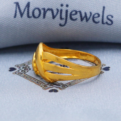 Pure 22k Yellow Gold Ring Size 6 7 8 and All Size, 22k heart Gold Ring, Indian Gold Ring, K5715