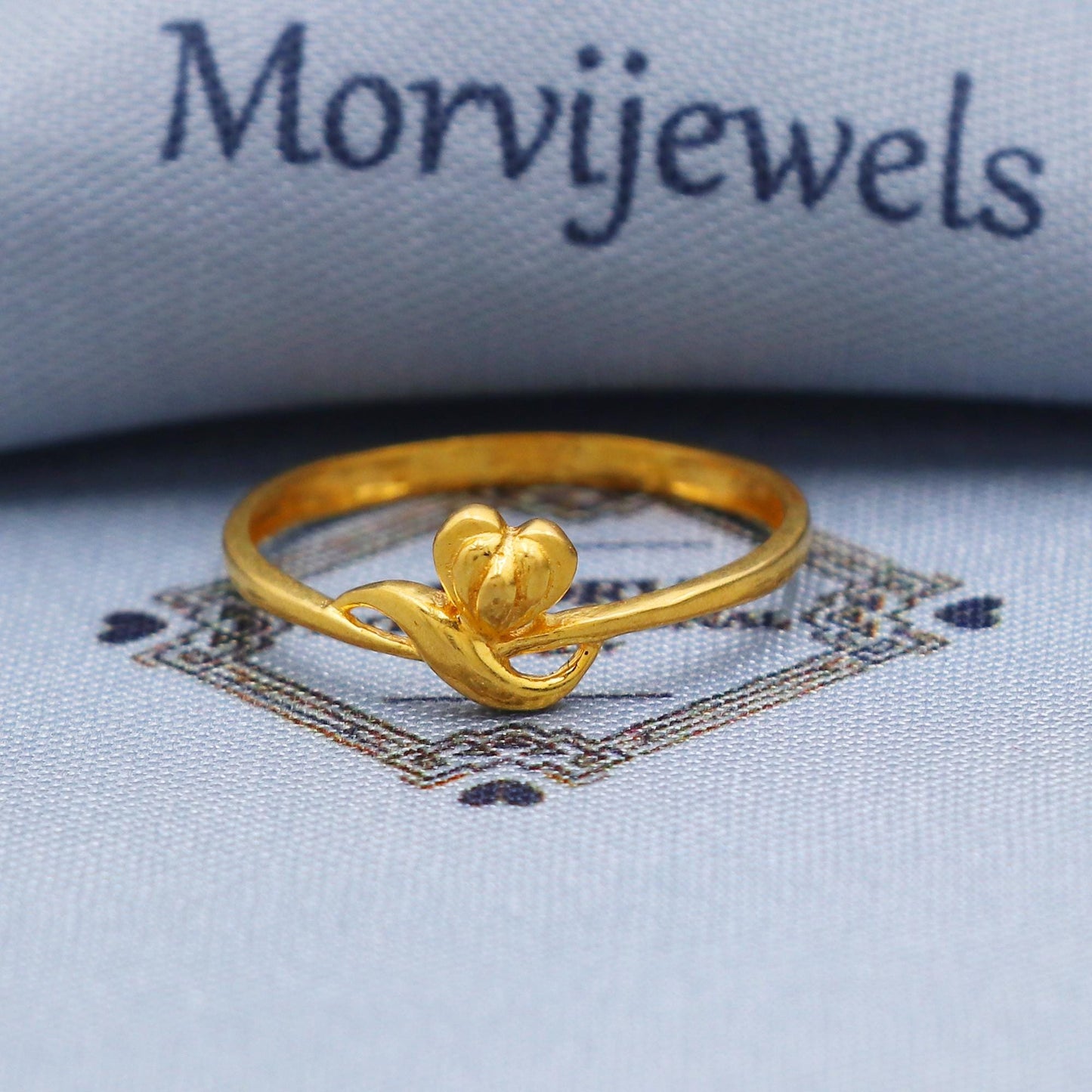 Heart Solid 22k Yellow Gold Ring Size 6 7 8 and All Size, 22k Gold Band Ring, Indian Gold Ring, K5720