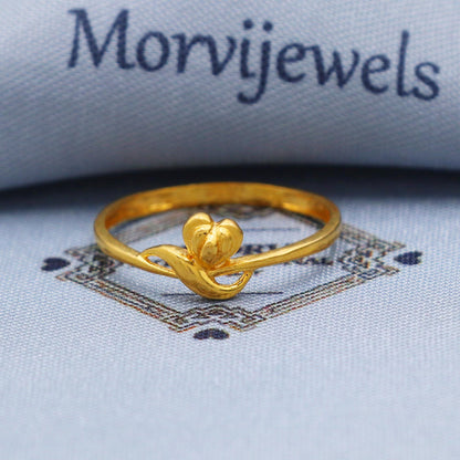 Heart Solid 22k Yellow Gold Ring Size 6 7 8 and All Size, 22k Gold Band Ring, Indian Gold Ring, K5720