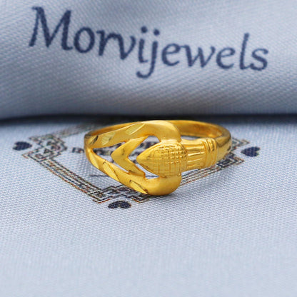 22K Gold Geometric Ring, Handcrafted Traditional Indian Jewelry, Daily Wear Gold Band, Unique Patterned Gold Ring