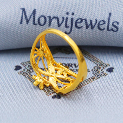 Fine 22k Yellow Gold Ring Size 6 7 8 and All Size, 22k Gold Flower Ring, 22karat Gold Ring, Hand crafted Pure gold ring, K5734