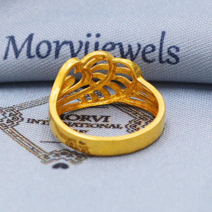 Hand Carved 22k Gold Ring, Heart Gold Ring, K5738