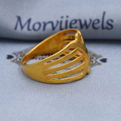 X-Cage Ring 22k Gold 22 karat Gold Ring, Hand crafted Indian Jewelry for Gift, K5749