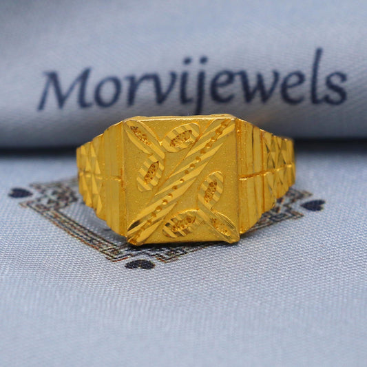 Hand Carved 22k Gold Ring Size 6 7 8 and All Size, 22k Gold Band Ring, 22karat Gold Ring, Hand crafted Pure gold ring, K5753