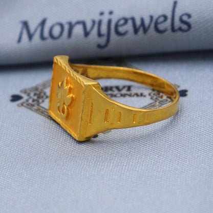 Leaf Carved 22k Gold Ring Size 6 7 8 and All Size, 22k Gold Band Ring, 22karat Gold Ring, hand crafted Pure gold ring, K5757