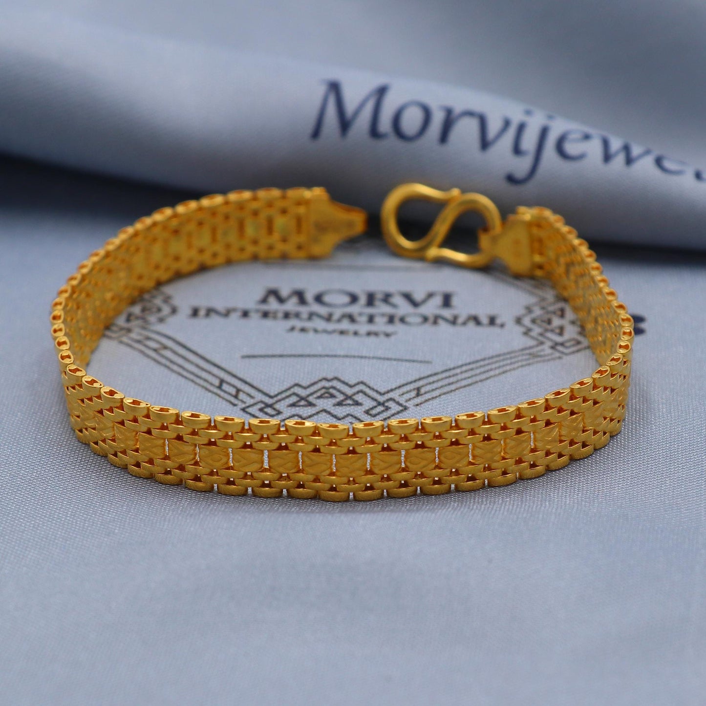 Hand Carved Solid 22k Gold Bracelet Link Chain Handcrafted Jewelry, 22kt Gold Bracelet, Indian Gold Bracelet Jewelry for gift, K5776