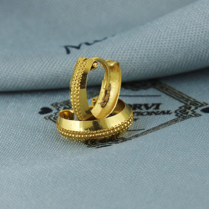 Hammered 22k Gold Hoop Earrings | Small Indian Bali Hoops | Lightweight Pure Gold Earrings for Women, K5695