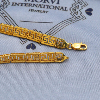 Solid 22k Gold Bracelet Link Chain Handcrafted mens Jewelry, 22kt Gold Bracelet, Indian Gold Bracelet Jewelry for gift, Greek Key, K5778