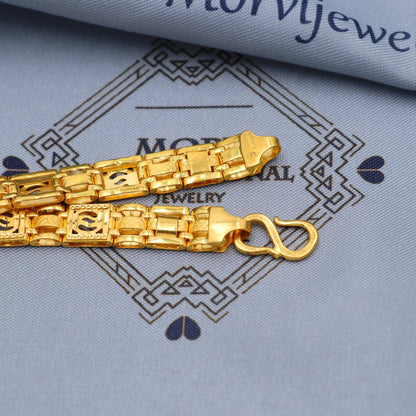 Solid 22k Gold Bracelet Link Chain Handcrafted mens Jewelry, 22kt Gold Bracelet, Indian Gold Bracelet Jewelry for gift, Greek Key, K5780