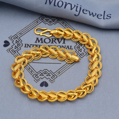 Solid 22k Yellow Gold Bracelet Link Chain Handcrafted Jewelry, 22kt Gold Bracelet, Indian Gold Bracelet Jewelry for gift, Lotus , K5781