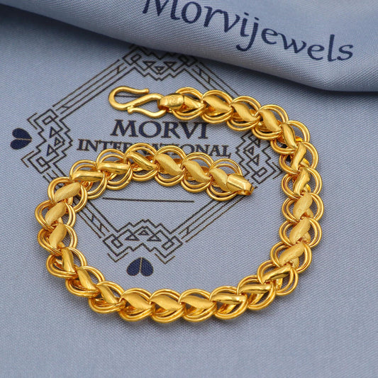 Solid 22k Yellow Gold Bracelet Link Chain Handcrafted Jewelry, 22kt Gold Bracelet, Indian Gold Bracelet Jewelry for gift, Lotus , K5781