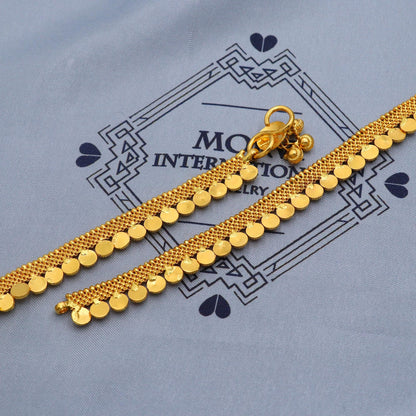22k Gold Anklet payal chain Pair from india, vintage style gold anklet handmade payal chain for leg, K5782