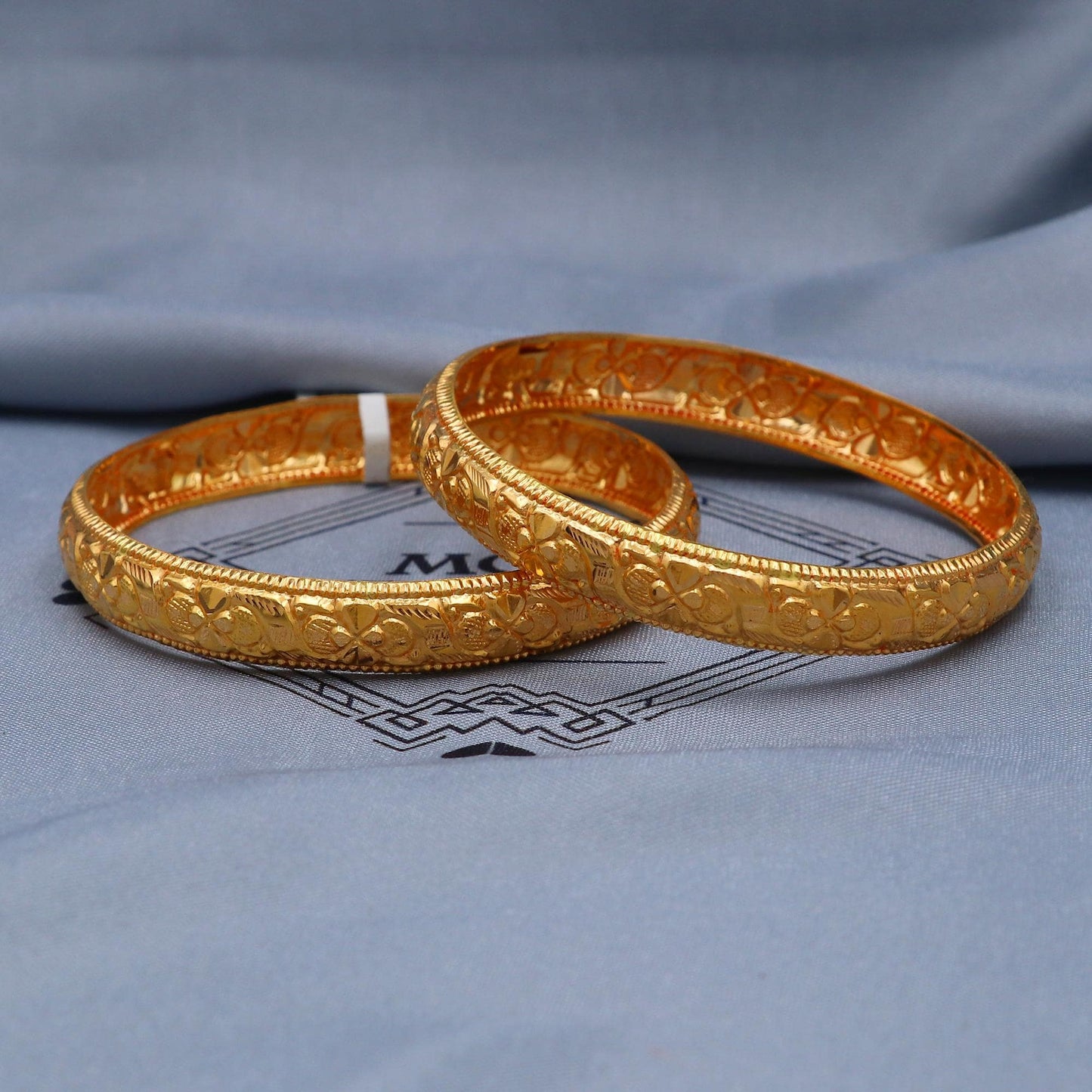 22k Gold Bangles Indian Handmade lightweight wax filled, Traditional Vintage ethnic Jewelry, Bangle Bracelet pair Wedding Jewelry, K5821