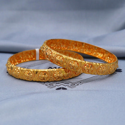 22k Gold Bangles Indian Handmade lightweight wax filled, Traditional Vintage ethnic Jewelry, Bangle Bracelet pair Wedding Jewelry, K5822