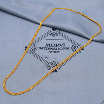 Handmade 22k Solid Real Yellow Gold Chain Necklace Jewelry, 22k gold curb cuban chain, pure gold necklace Indian gold chain necklace, K5833