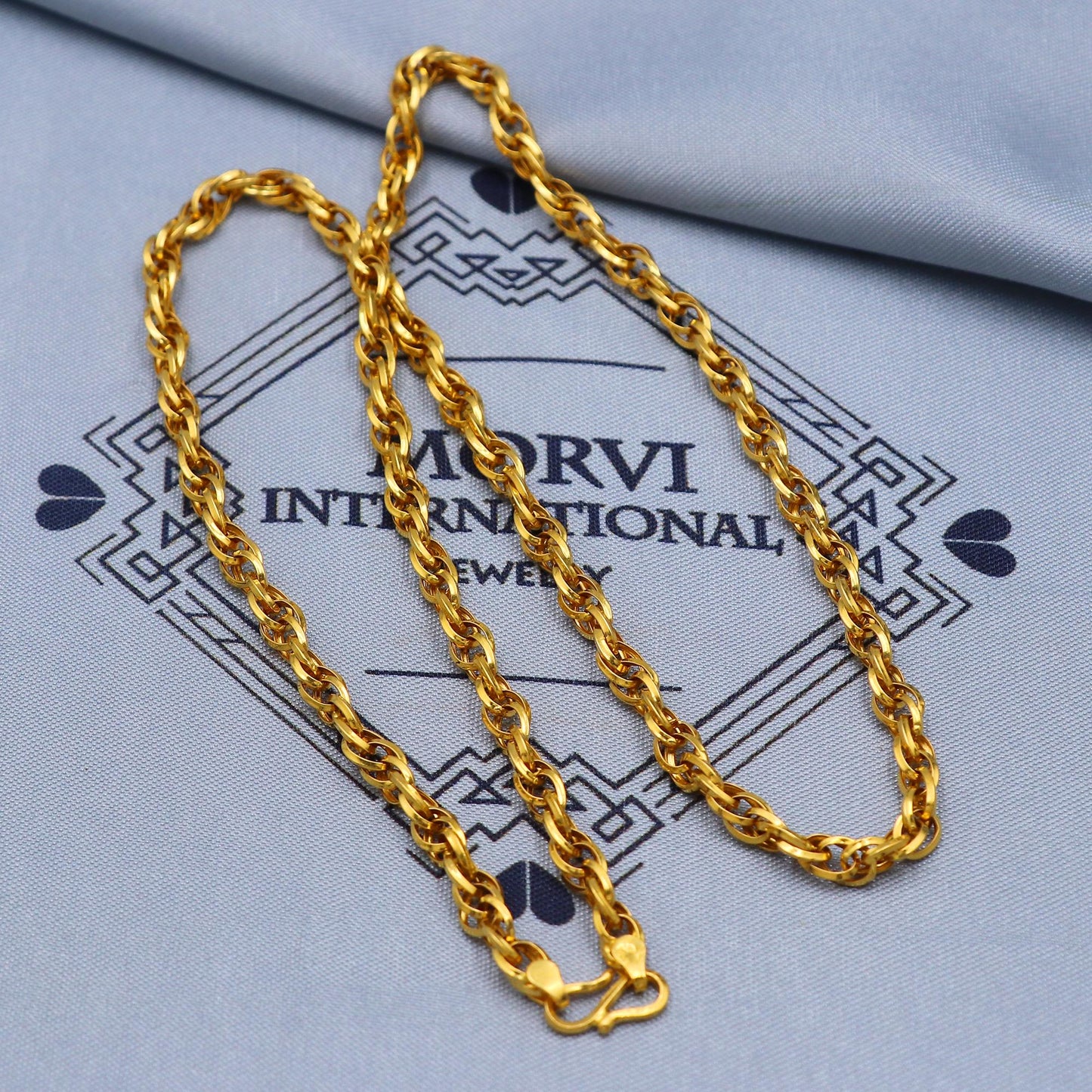 Solid 22k Gold Handmade rope Chain Necklace Handmade Jewelry, K5835