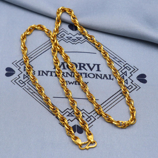 Solid 22k Gold Handmade rope Chain Necklace Handmade Jewelry, K5835