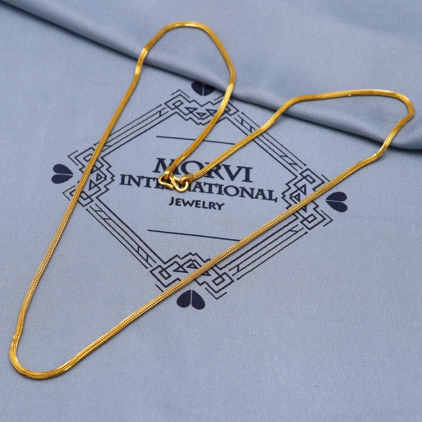 solid real 22k gold handmade Box link chain necklace handmade jewelry, K5836