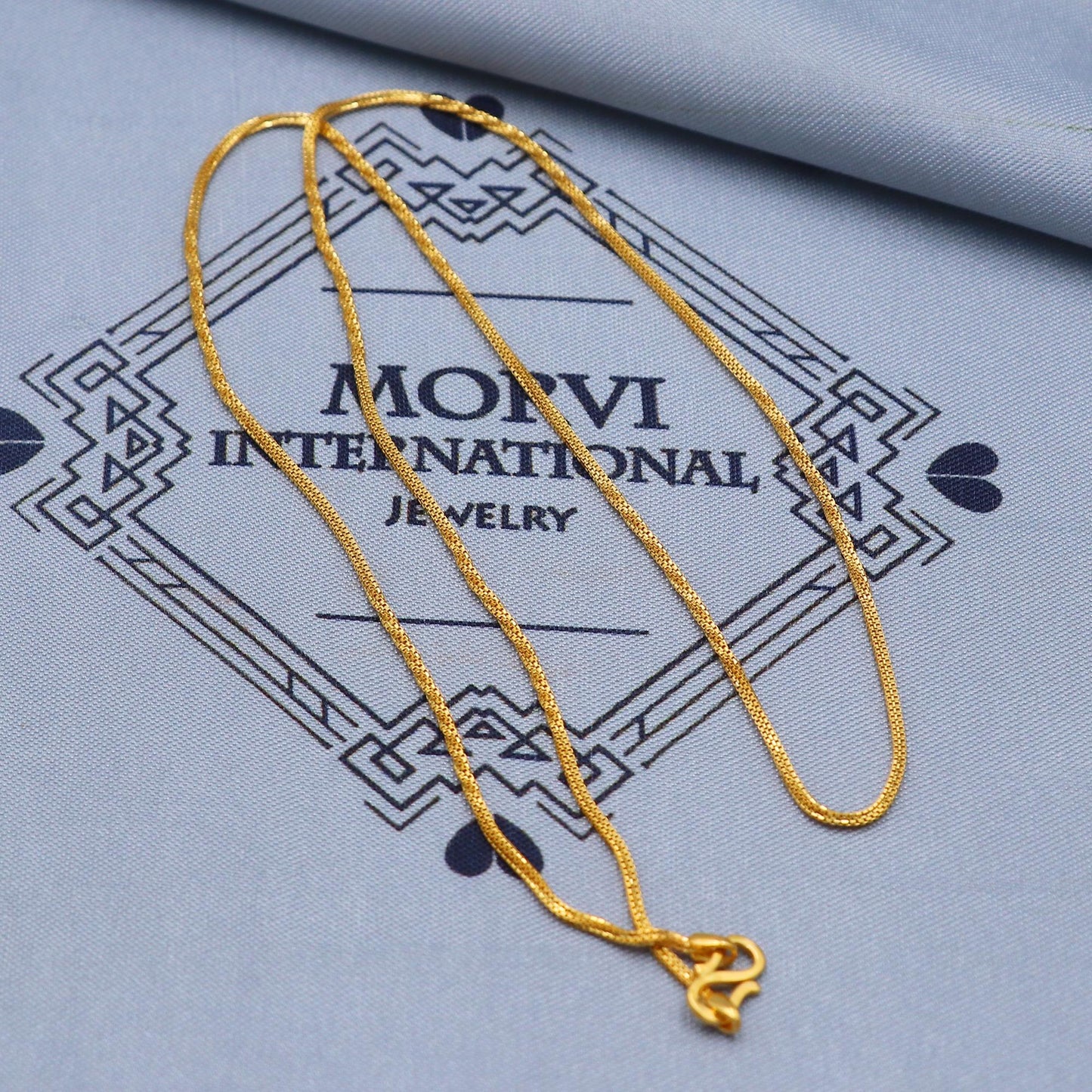 solid real 22k gold handmade Twisted Box link chain necklace handmade jewelry, 19.5 inches chain, 1mm chain K5838
