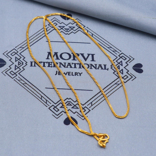 solid real 22k gold handmade Twisted Box link chain necklace handmade jewelry, 19.5 inches chain, 1mm chain K5838
