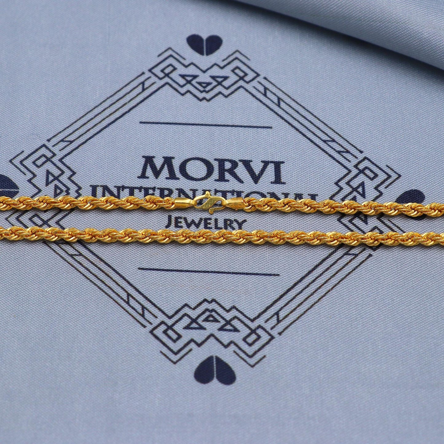 3mm Twisted Rope Necklace Chain, Solid Real 22k gold handmade Chain necklace handmade jewelry, K5839