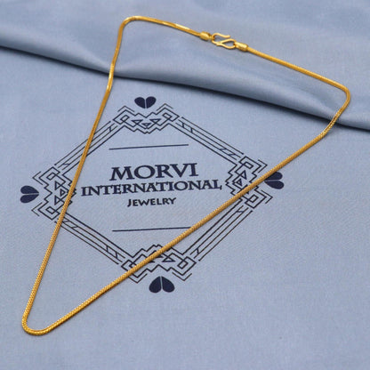 solid real 22k gold handmade Box Chain necklace handmade jewelry, 18.25 inches gold chain, 1.25 mm gold chain, K5840