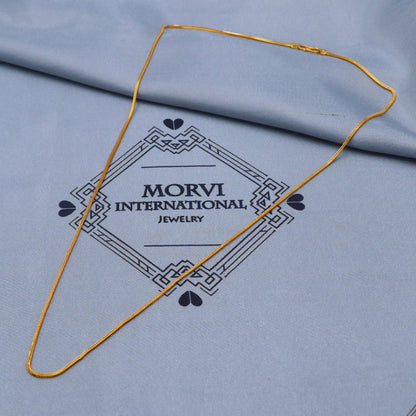 Square Double Box Chain Solid Real 22k Gold Chain Necklace Handmade Indian Jewelry, inches gold chain, 1 mm gold chain, K5842