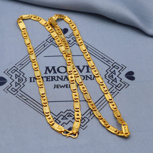 Classic 22k Gold Chain Handmade Necklace, Solid Real 22k Gold Chain Husband Wife Handmade Indian Jewels, K5847