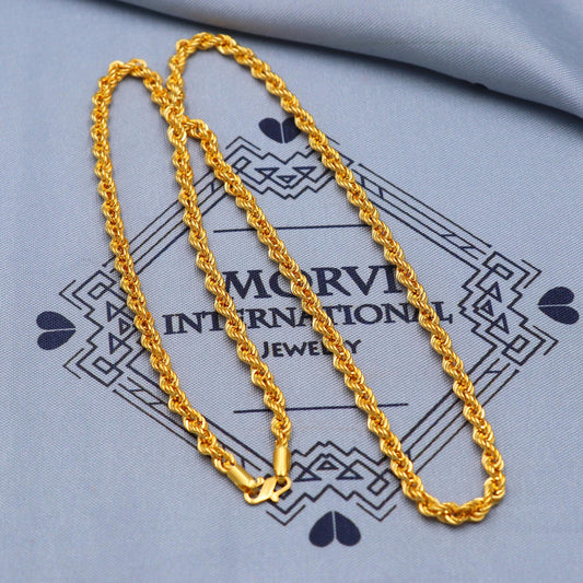 Solid 22k gold Rope Chain Handmade Necklace Jewelry, inches gold chain, 3.5 mm gold chain, K5849