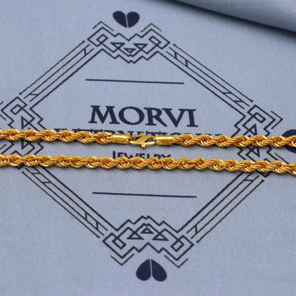 Solid 22k gold Rope Chain Handmade Necklace Jewelry, inches gold chain, 3.5 mm gold chain, K5849