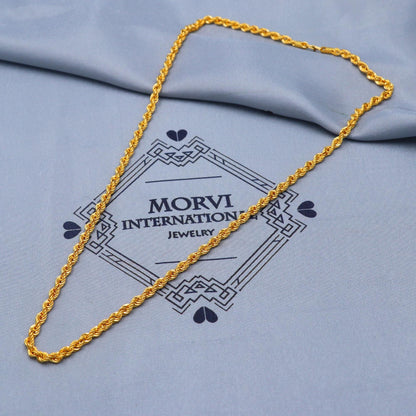 Solid 22k gold Rope Chain Handmade Necklace Jewelry, inches gold chain, 3.5 mm gold chain, K5849