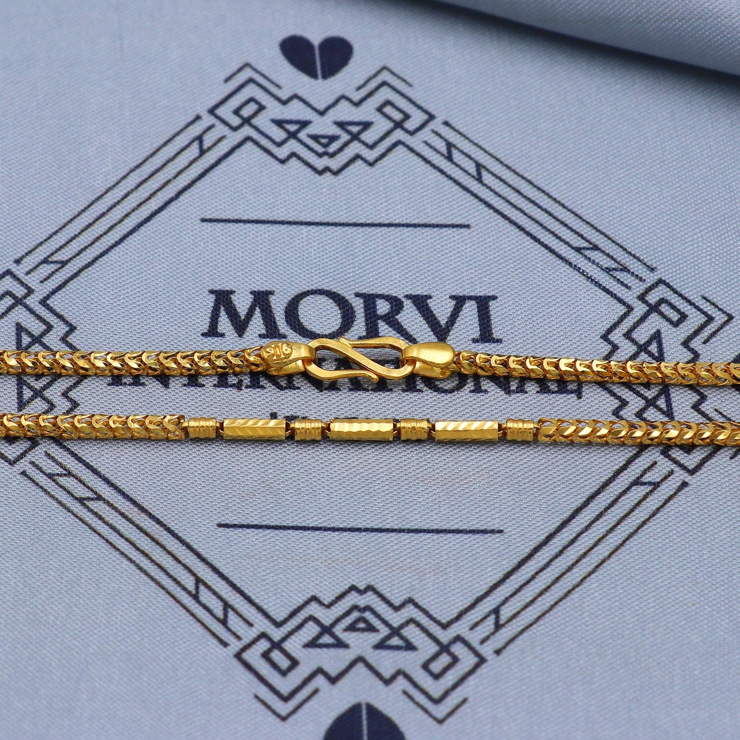 Necklace Chain in Solid 22k Yellow Gold, Designer Handmade Round Necklace Jewelry, Vintage Style Gold Chain, K5853