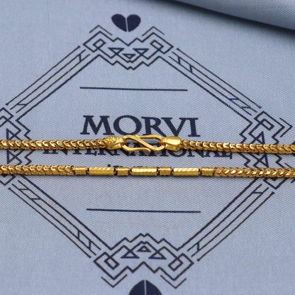 Necklace Chain in Solid 22k Yellow Gold, Designer Handmade Round Necklace Jewelry, Vintage Style Gold Chain, K5853