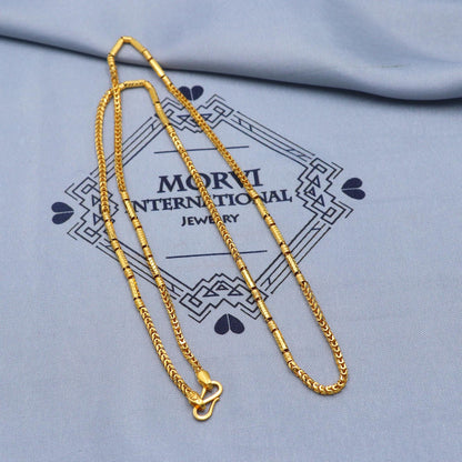 Necklace Chain in Solid 22k Yellow Gold, Designer Handmade Round Necklace Jewelry, Vintage Style Gold Chain, K5853