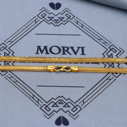 Solid 22k Yellow Gold Pure Gold Necklace Chain Jewelry, Indian Handmade Flat S Lock Necklace Jewelry, Vintage Style Gold Chain, , K5854