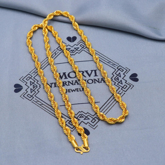 Solid 22k gold Rope Chain Handmade Necklace Jewelry, 22 inches gold chain, 4.5 mm gold chain, K5858