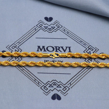 Solid 22k gold Rope Chain Handmade Necklace Jewelry, 22 inches gold chain, 4.5 mm gold chain, K5858