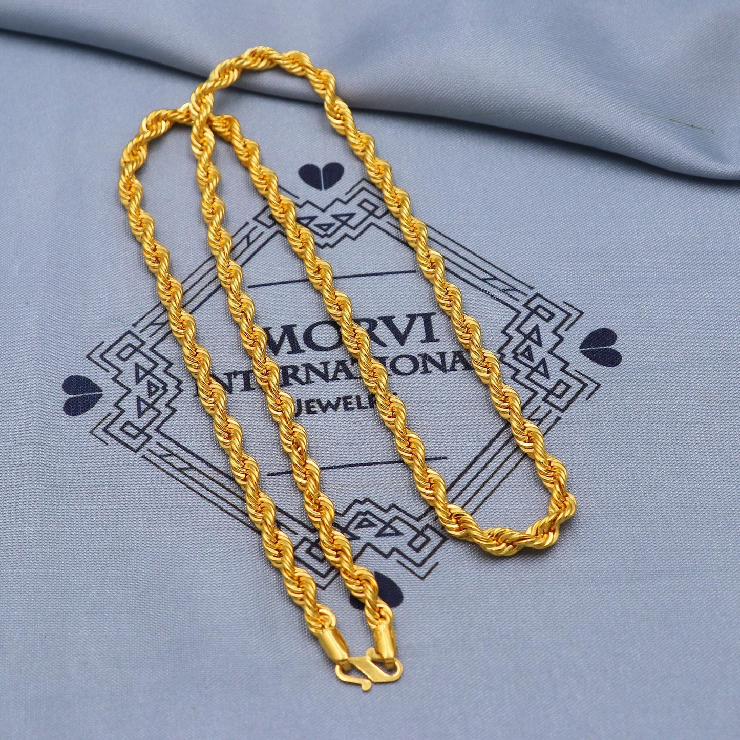 Solid 22k gold Rope Chain Handmade Necklace Jewelry, 22 inches gold chain, 4.5 mm gold chain, K5858