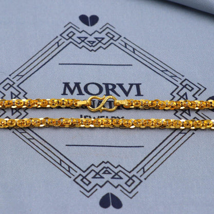 Solid 22k Gold Rolo Chain Handmade Necklace Jewelry, 22kt Necklace Chain Jewelry, 23.5 inches gold chain, 4 mm gold chain, K5859