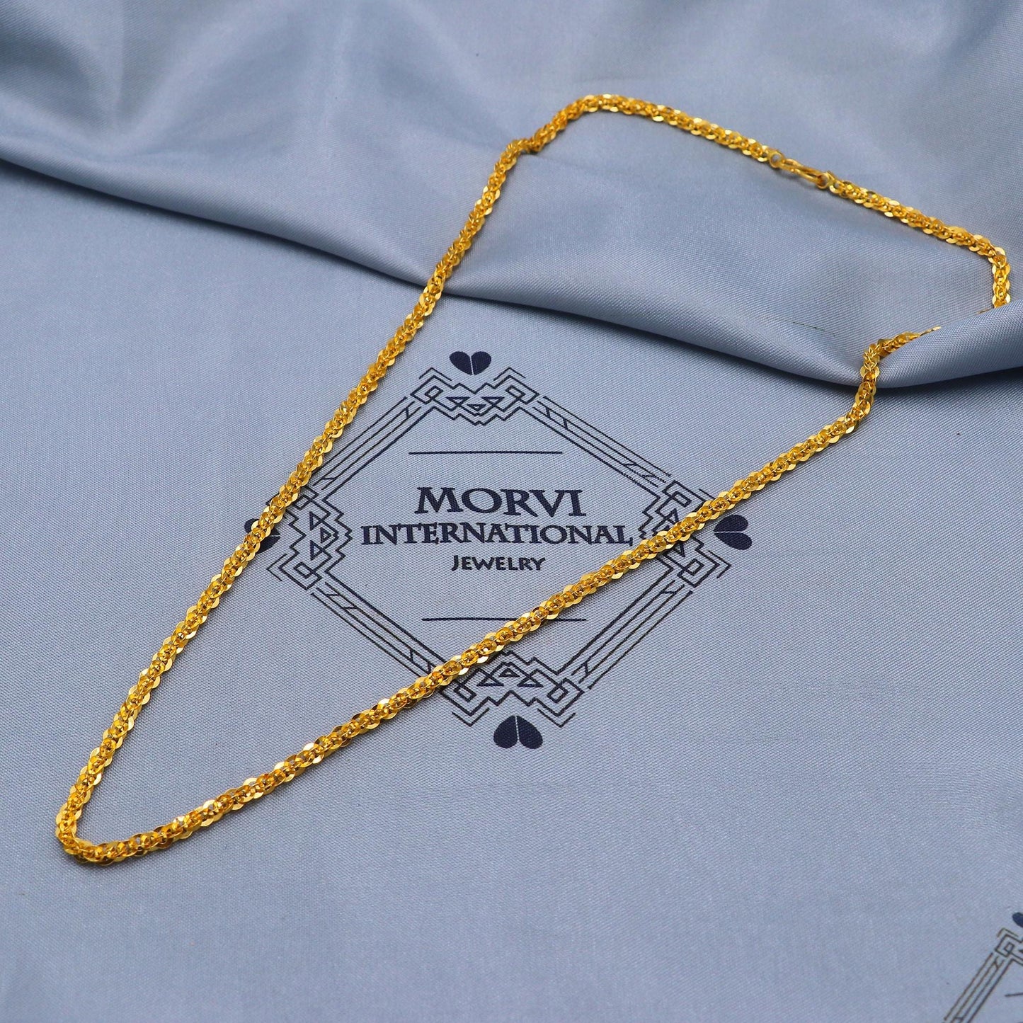 Solid 22k Gold Rolo Chain Handmade Necklace Jewelry, 22kt Necklace Chain Jewelry, 23.5 inches gold chain, 4 mm gold chain, K5859