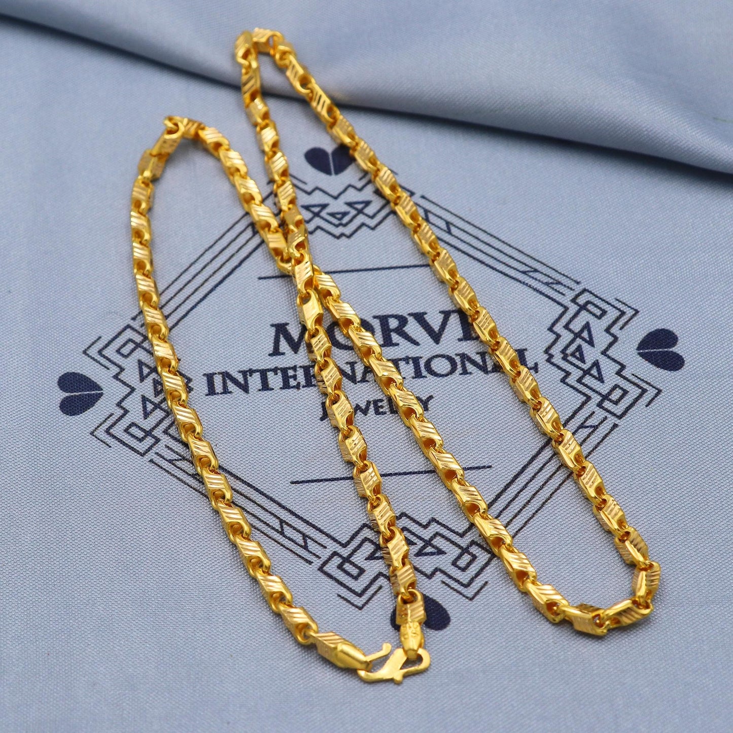 Solid 22k Gold Chain Franco Handmade Necklace Jewelry, 4 mm gold chain, K5861