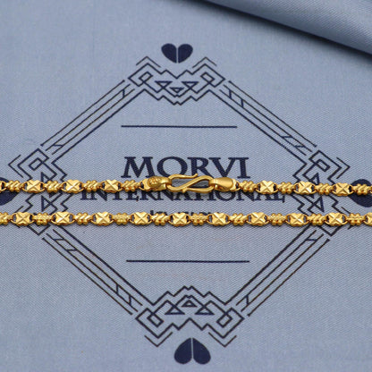Handmade Solid 22k Gold Chain Royal Ethnic Floral Necklace Indian Jewelry, 3.5 mm gold chain, K5862