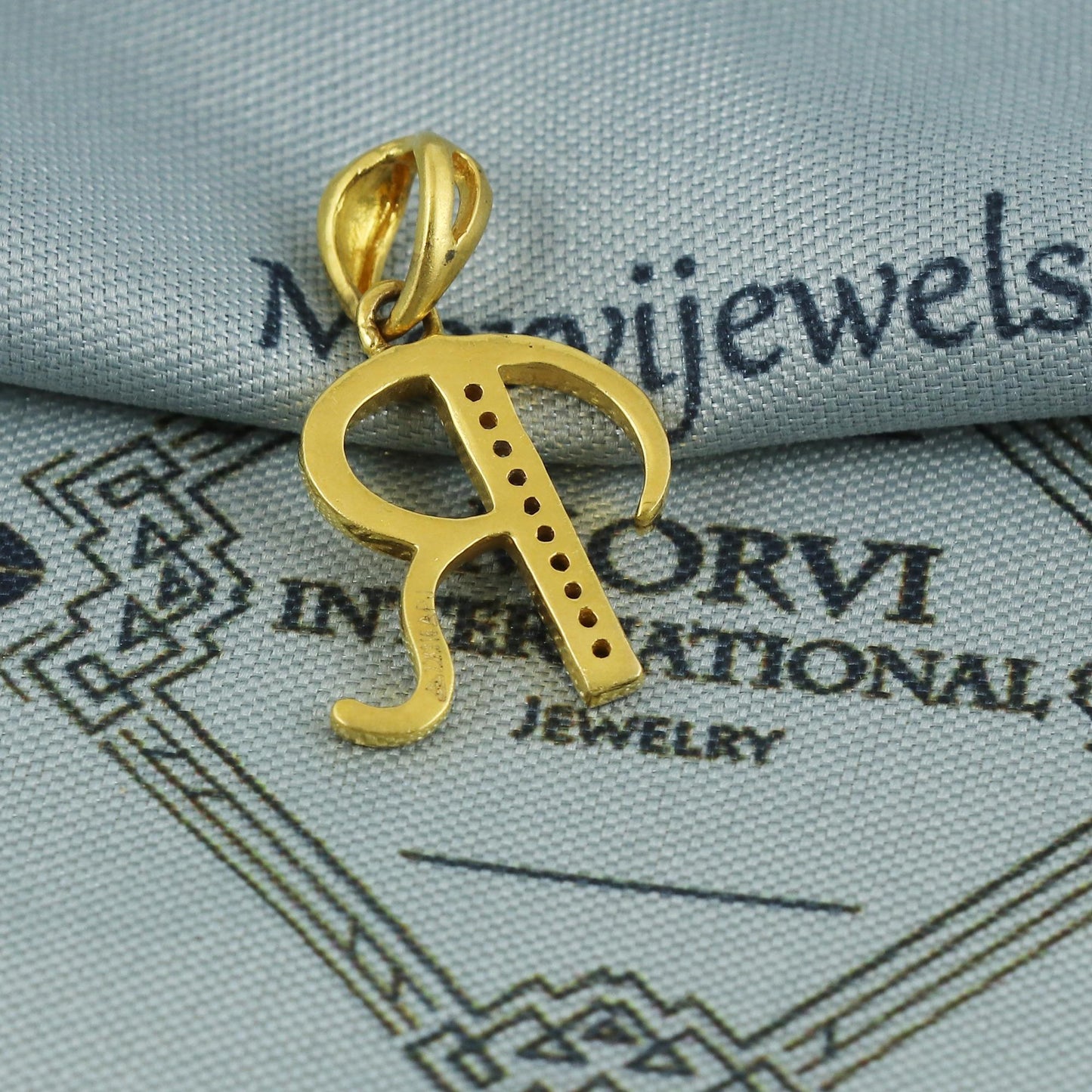 R "R" Letter Alphabet in Pure 22k Yellow Gold Pendant, Handmade Yellow Gold Jewelry, Hand Crafted Custom Made, MJ0116